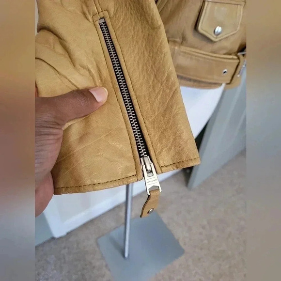 ALLSAINTS (RARE) Sarana Lace Up Moto Zip BuckleBrown Biker Leather Jacket(4) - Picture 7 of 14